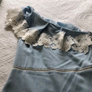 Brand New Blue & Floral Lace Badgley Mischka Dress